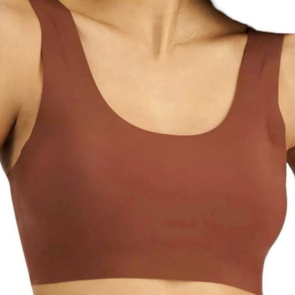 NEW ALFANI Removable Cups Laser Cut Seamless Bralette Down to Earth Brown Small